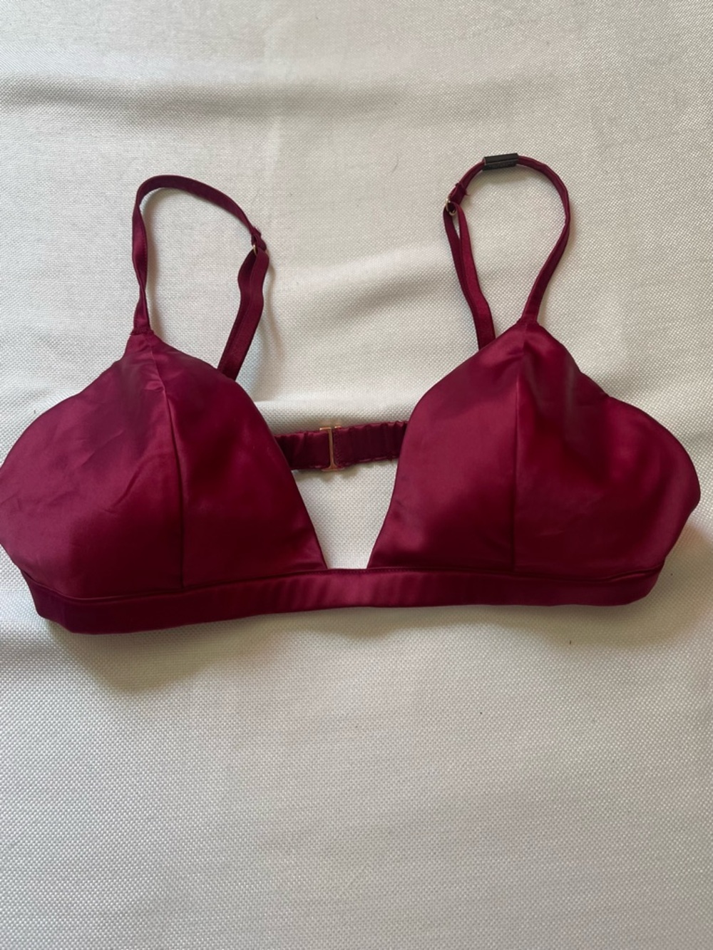 Victoria's Secret M Burgundy Red Satin Adjustable Strap Bralette Bra NWT